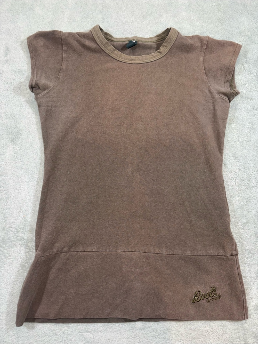 Roots Canada Brown Short Sleeve Crewneck Tunic Top - Size XS/S (See Measurements